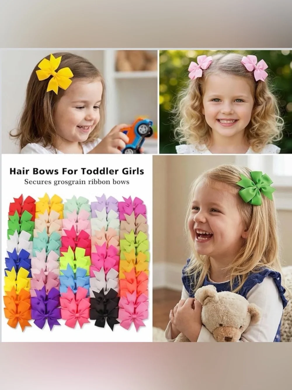🎀40Pc Boutique Grosgrain Ribbon Hair Bow Set🎀  ~Girls 3”
